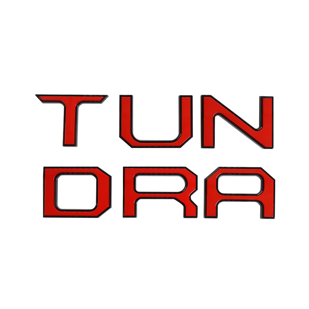 1Pc 2014-2021 Tundra ABS Plastic 3D Raised Rear Trunk Tailgate Letters double-layer Black Red Toyota