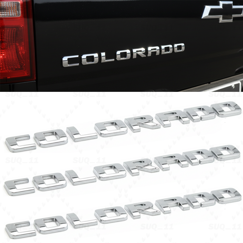 3Pcs 2007-2020 Colorado ABS Plastics Letter Gloss Silver Chevrolet 