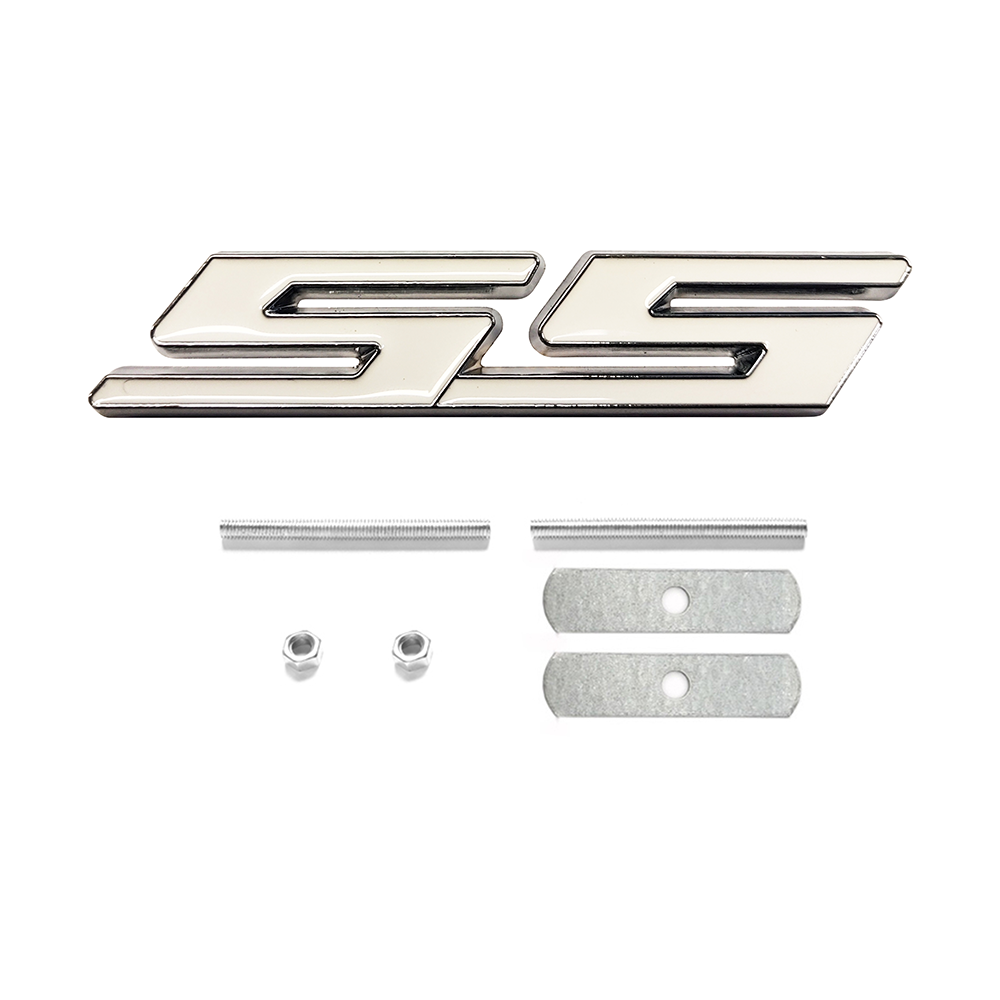 1Set 1970-2015 Camaro Zinc Alloy Front Grille SS Emblem White Chevrolet
