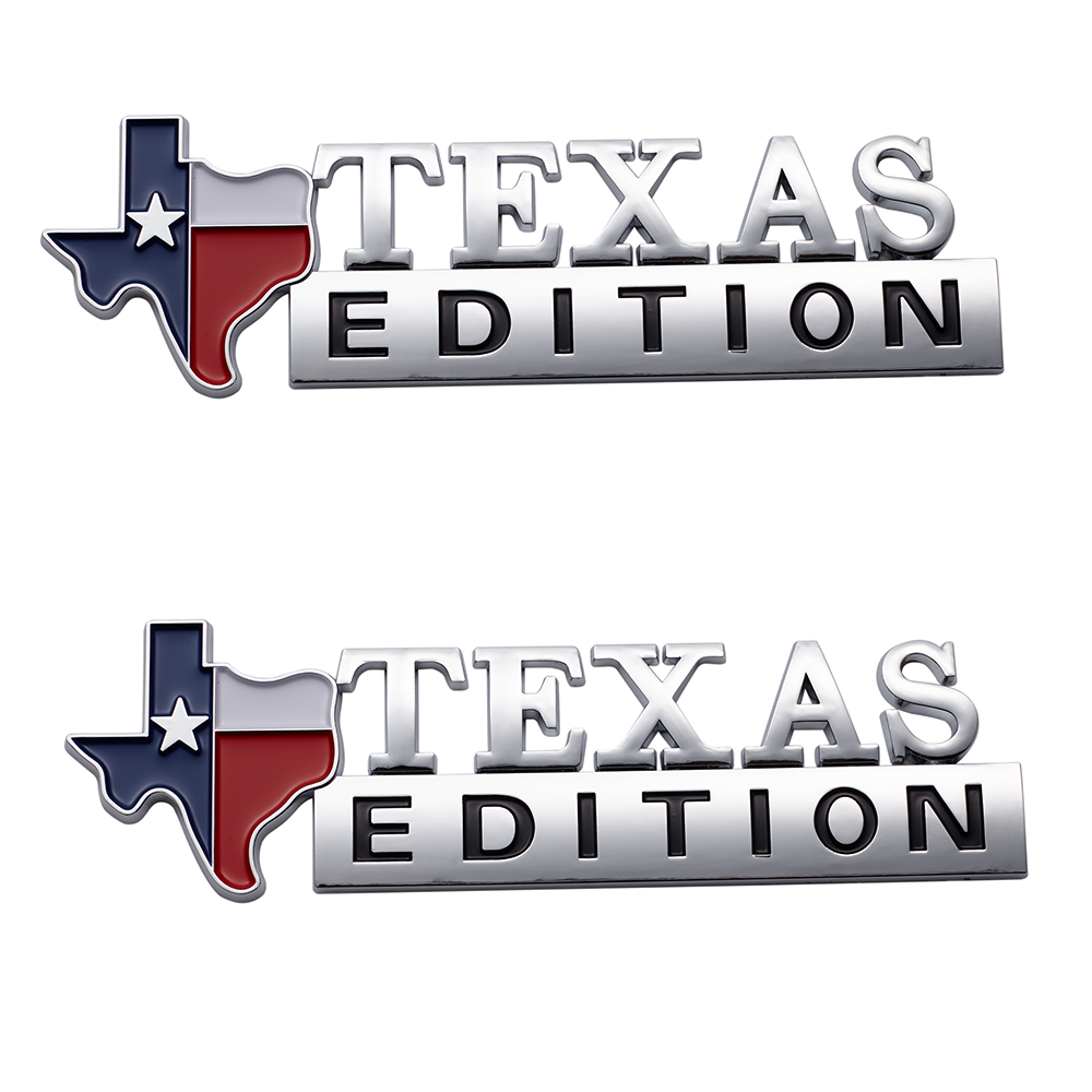 2Pcs Silverado ABS Plastic Texas Edition Badge Fender Side Door Silver Chevrolet