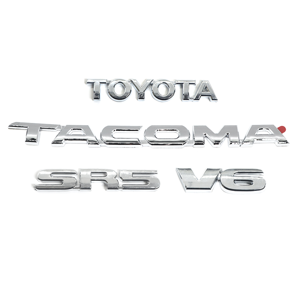 4X 2005-2015 Tacoma Tailgate V6 SR5 Emblem Kit Rear Trunk Badge Gloss Chrome Toyota 