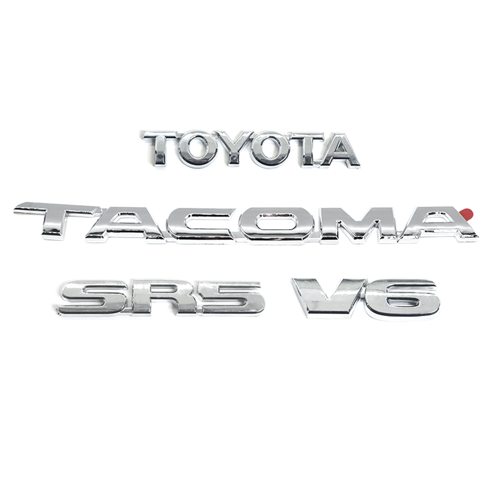 4X 2005-2015 Tacoma Tailgate V6 SR5 Emblem Kit Rear Trunk Badge Gloss Chrome Toyota 
