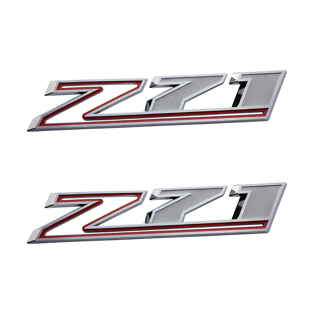 2Pcs 2019-2025 Silverado 1500 Z71 ABS Plastic Fender Side Badge Decal Chrome Red Chevrolet