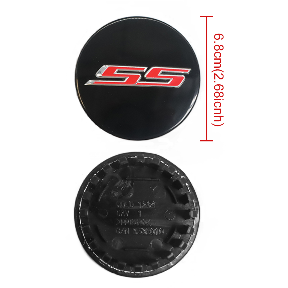 4PCS 2016-2020 Camaro SS Plastic 68mm Wheel Center Hub Cap Black Red Chevrolet 19357158 9595010