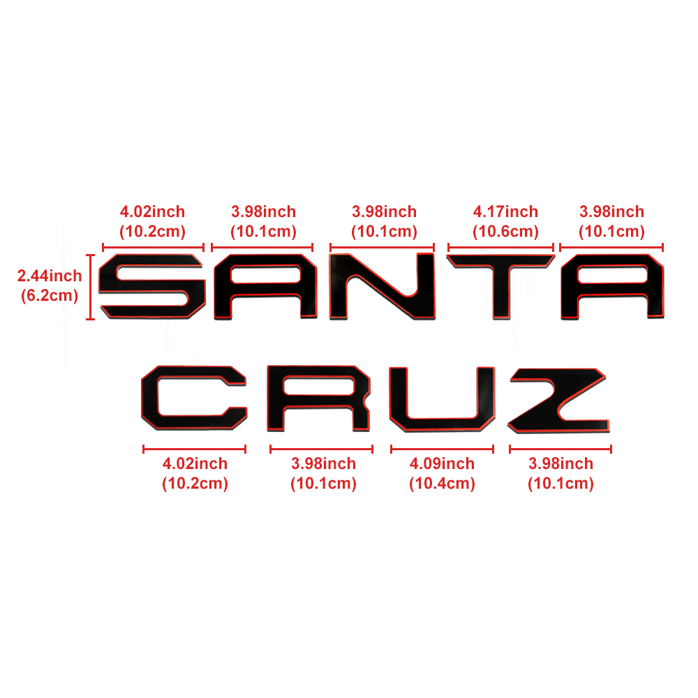 1PC 2022-2025 Santa Cruz Acylic 3D Raised Rear Tailgate Trunk Letter Black Red Hyundai