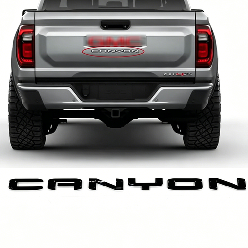 1Pc 2023-2024 Canyon ABS Plastic Middle Liftgate Letters Gloss Black CMC