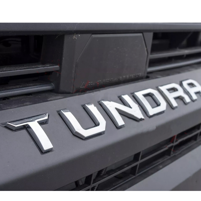 1Pc 2022-2026 Tundra ABS Plastic Front Grille Letters Gloss Silver Toyota