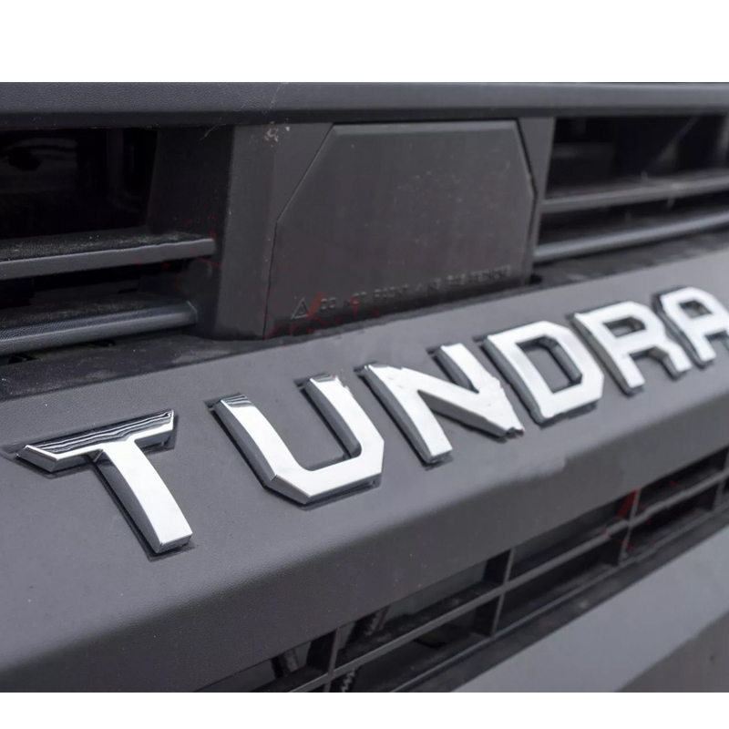 1Pc 2022-2026 Tundra ABS Plastic Front Grille Letters Gloss Silver Toyota