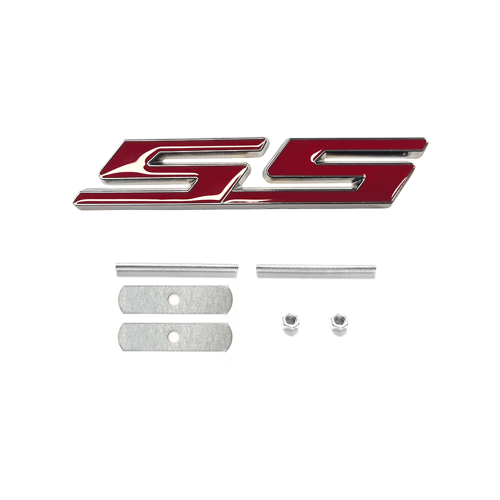 1Set 1970-2015 Camaro Zinc Alloy Front Grille SS Emblem Red Silver Chevrolet