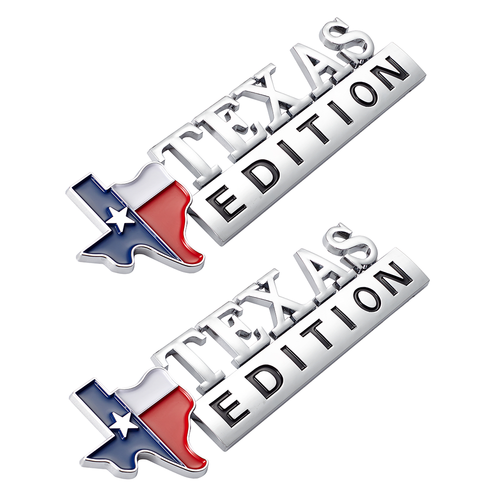 2Pcs Silverado ABS Plastic Texas Edition Badge Fender Side Door Silver Chevrolet