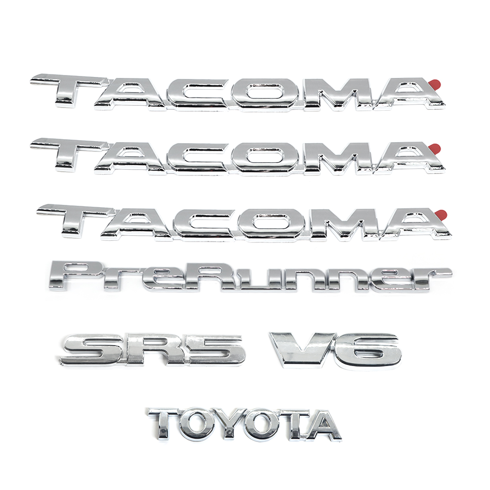 7pcs 2005-2015 Tacoma Tailgate V6 SR5 Emblem Kit Rear Trunk Badge Gloss Chrome Toyota 