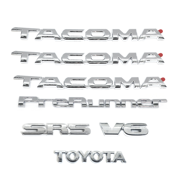 7pcs 2005-2015 Tacoma Tailgate V6 SR5 Emblem Kit Rear Trunk Badge Gloss Chrome Toyota 