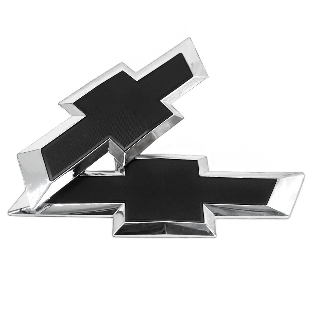 2015-2019 Silveado 1500 2500HD 3500HD ABS Plastic Front Grille Rear Bowtie Emblem Gloss Black Chevrolet 23303574 22786435