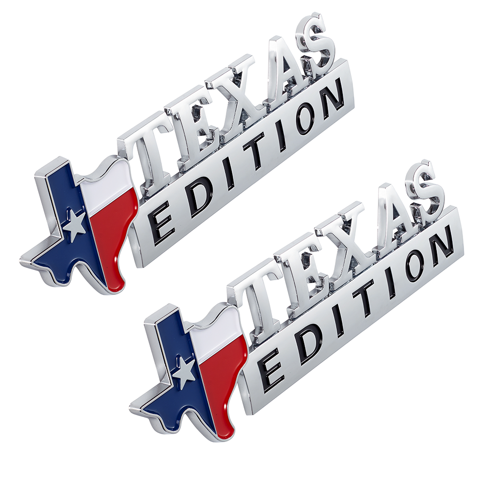2Pcs Silverado ABS Plastic Texas Edition Badge Fender Side Door Silver Chevrolet