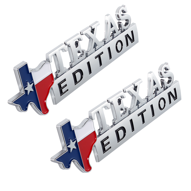 2Pcs Silverado ABS Plastic Texas Edition Badge Fender Side Door Silver Chevrolet