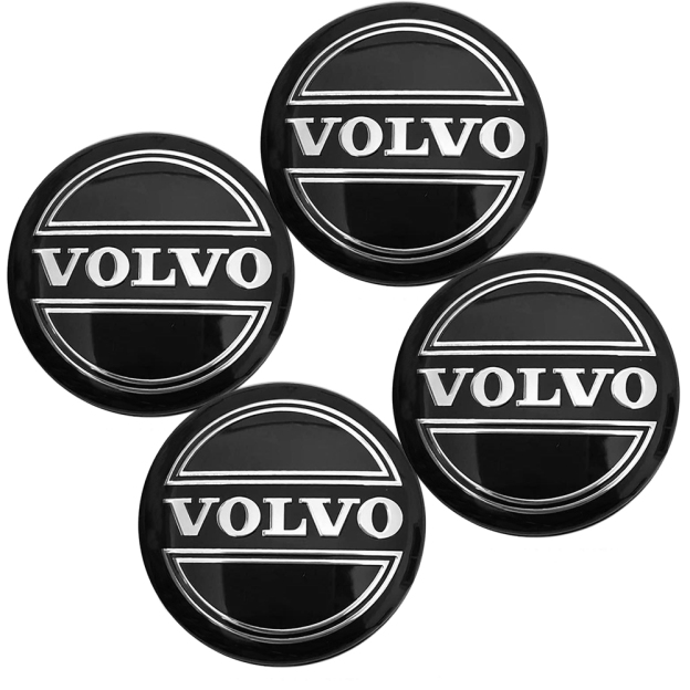 1994-2007 S90 V90 S70 C70 ABS Letter Wheel Center Caps Black Silver Volvo 30666913