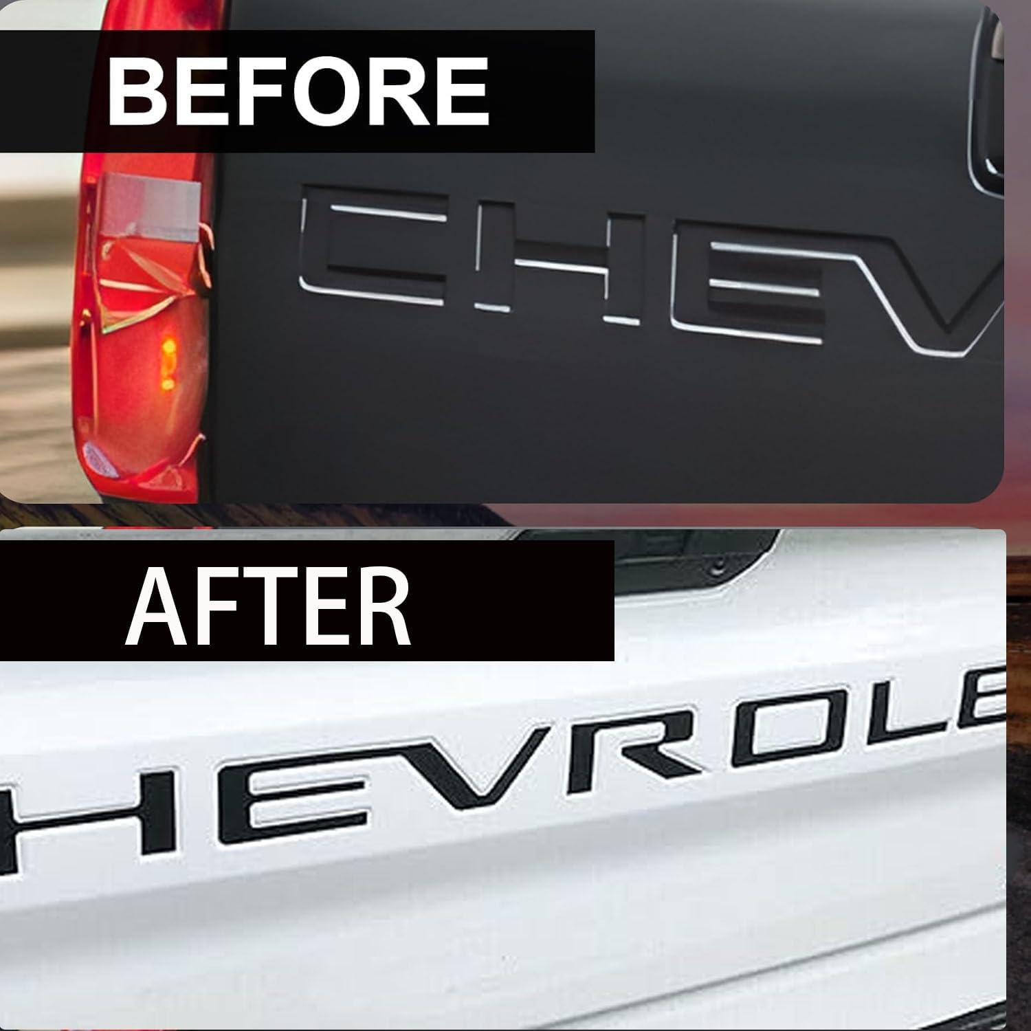 2019-2026 Silverado 1500 2500/3500HD ABS Plastic Tailgate Insert Letter Matte Black Chevrolet Liftgate Letter