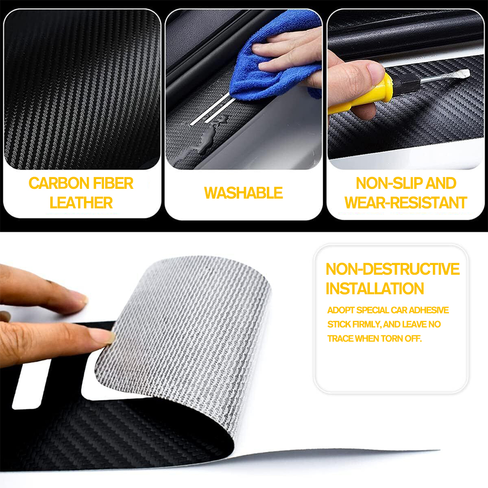 12Pcs Maverick Carbon Fiber Black Orange Ford Door Sill Scuff Covers Protector Door Cup Handle Stickers Set
