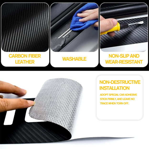 12Pcs Maverick Carbon Fiber Black Orange Ford Door Sill Scuff Covers Protector Door Cup Handle Stickers Set