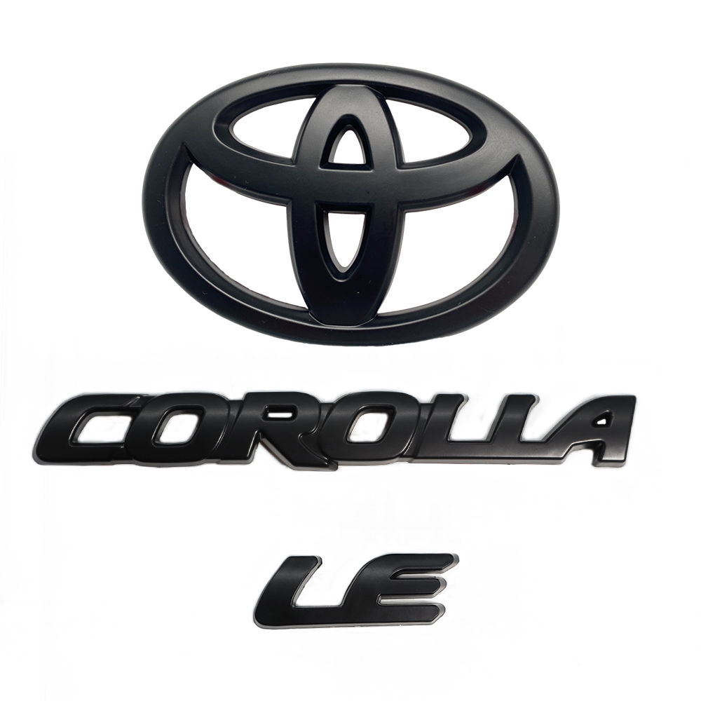 3PCS 2020-2025 Corolla Sedan LE ABS Plastic Overlay Rear Emblem Kit Matte Black Toyota PT948-02200-02
