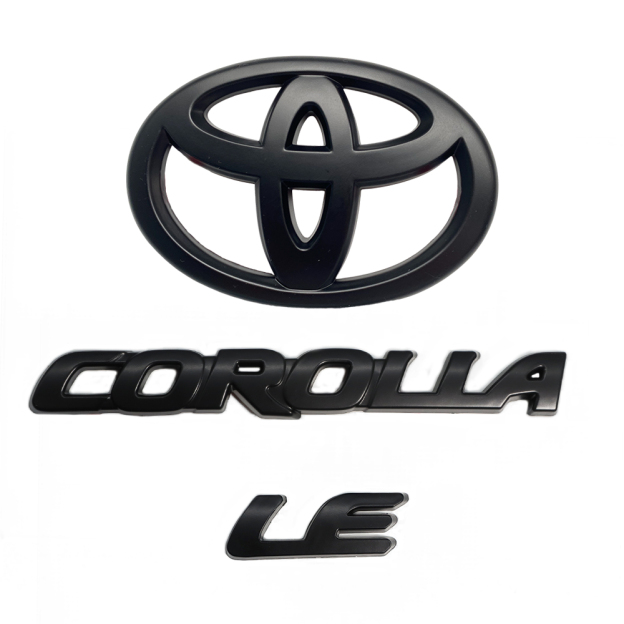 3PCS 2020-2025 Corolla Sedan LE ABS Plastic Overlay Rear Emblem Kit Matte Black Toyota PT948-02200-02