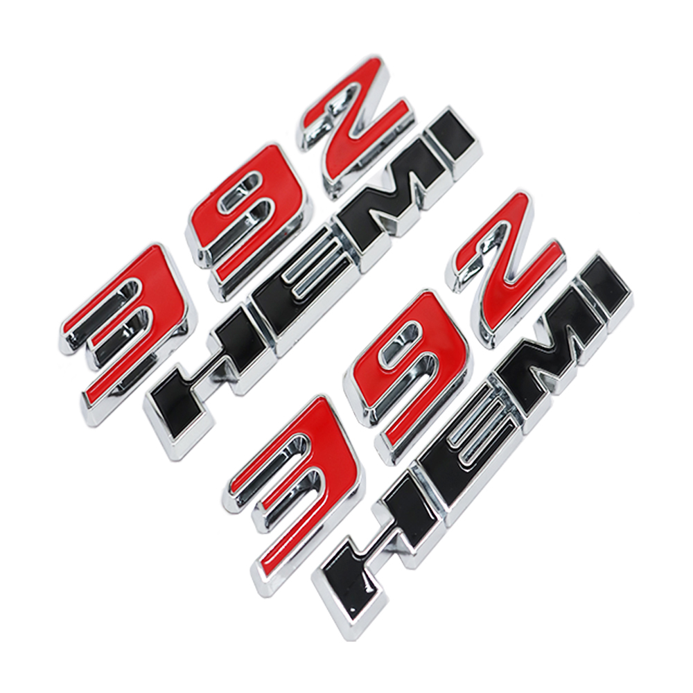 2PCS 392 HEMI SRT Charger Challenger Durango ABS Side Fender Badge 3D Decals Red Black Dodge 68086136AE