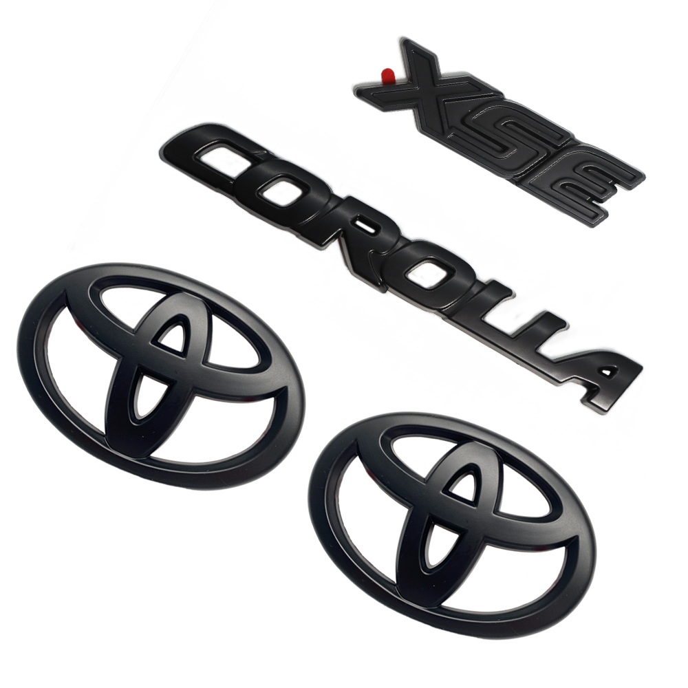 4PCS 2020-2025 Corolla XSE ABS Plastic 3D Raised Gloss Black Overlay Emblem Matte Black Toyota  PT948-02201-02