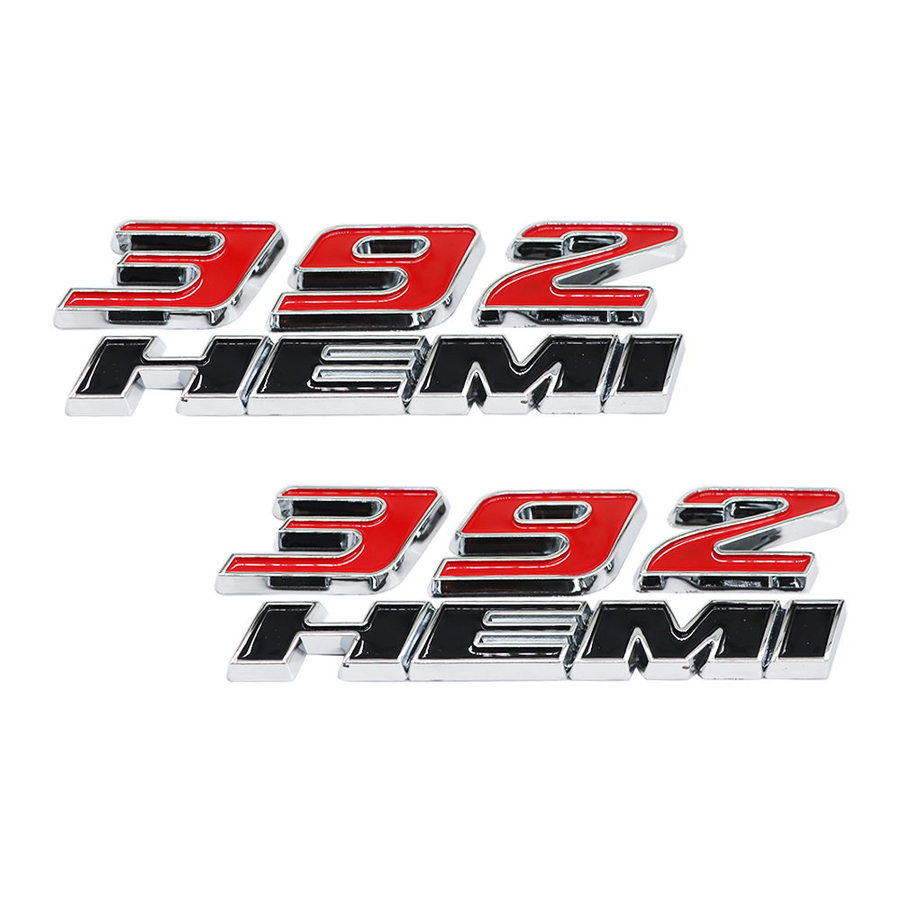 2PCS 392 HEMI SRT Charger Challenger Durango ABS Side Fender Badge 3D Decals Red Black Dodge 68086136AE