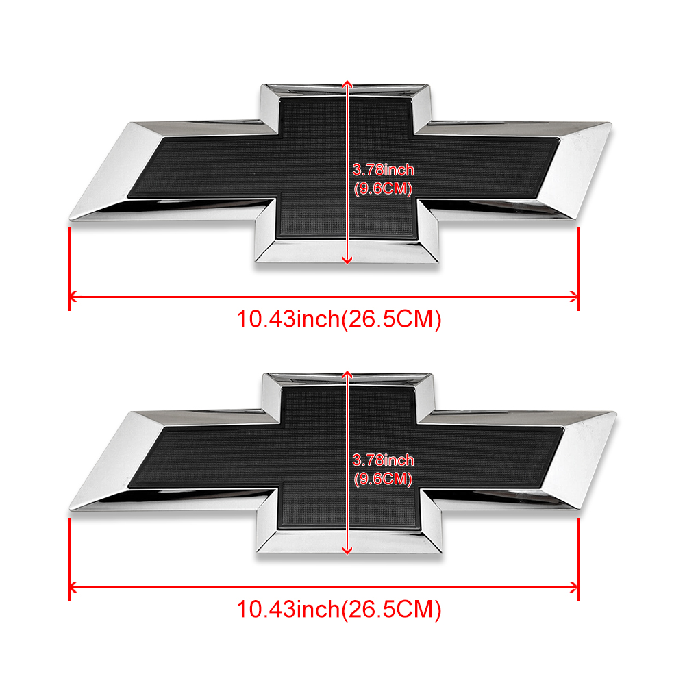 2015-2019 Silveado 1500 2500HD 3500HD ABS Plastic Front Grille Rear Bowtie Emblem Gloss Black Chevrolet 23303574 22786435