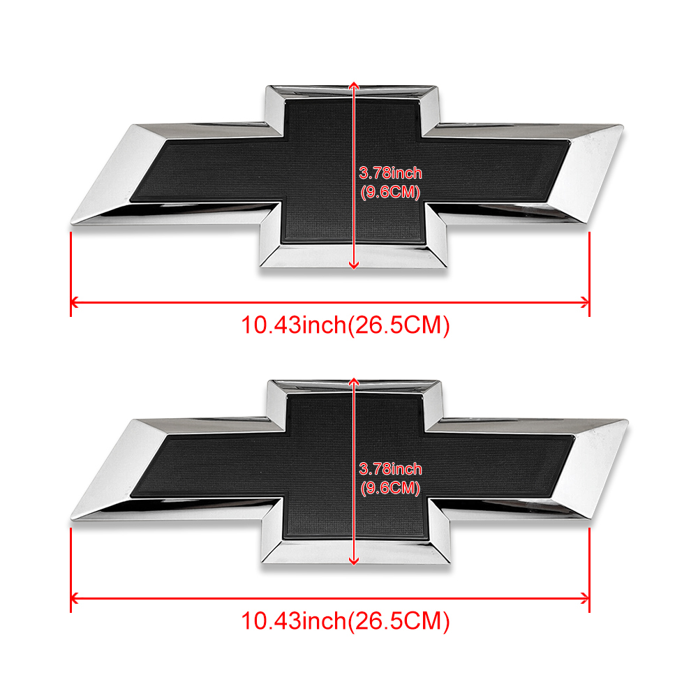 2015-2019 Silveado 1500 2500HD 3500HD ABS Plastic Front Grille Rear Bowtie Emblem Gloss Black Chevrolet 23303574 22786435
