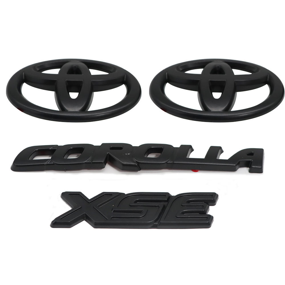 4PCS 2020-2025 Corolla XSE ABS Plastic 3D Raised Gloss Black Overlay Emblem Matte Black Toyota  PT948-02201-02