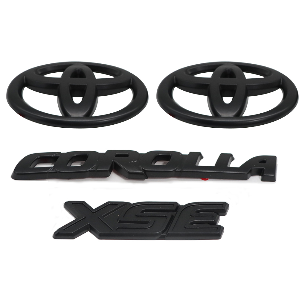 4PCS 2020-2025 Corolla XSE ABS Plastic 3D Raised Gloss Black Overlay Emblem Matte Black Toyota  PT948-02201-02