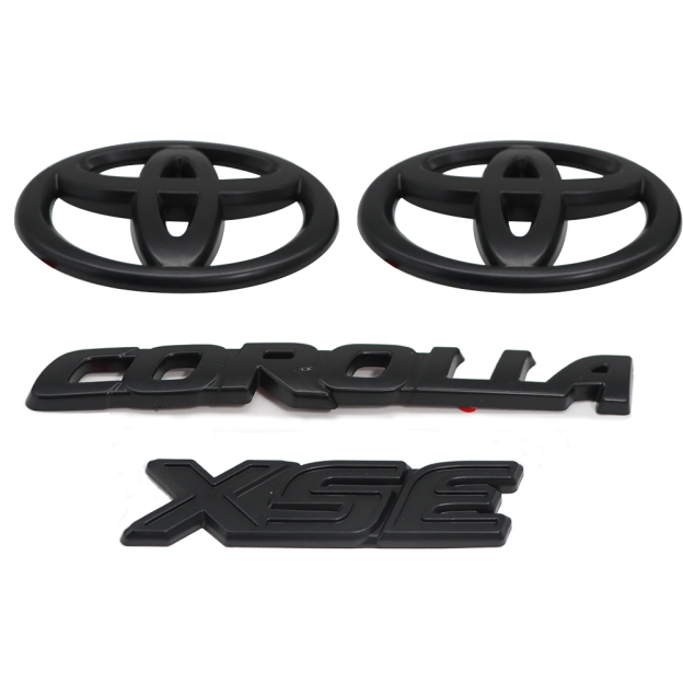 4PCS 2020-2025 Corolla XSE ABS Plastic 3D Raised Gloss Black Overlay Emblem Matte Black Toyota  PT948-02201-02