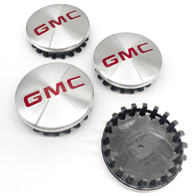 Brushed Silver & Red 83mm Center Cap for GMC Sierra, Yukon & Chevrolet Silverado, Tahoe