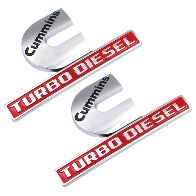 2pcs RAM 2500 3500 Side Fender Cummins Turbo Diesel Badge Left Right Nameplates Silver Red Dodge 68358491AA