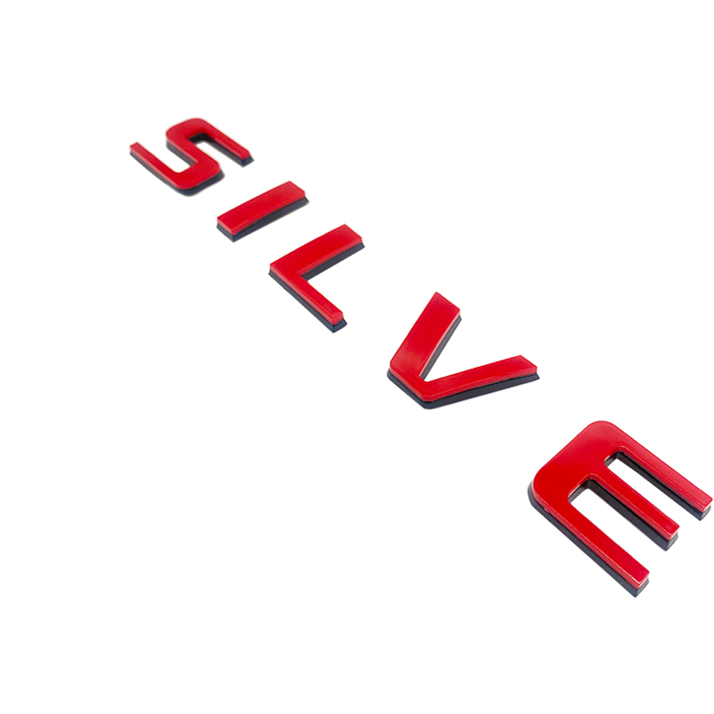 2pcs 2007-2018 Silverado 1500 2500 Plastic Front Rear Door Side Letters Red Chevrolet