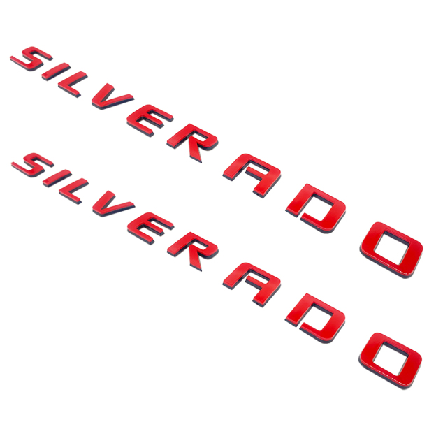 2pcs 2007-2018 Silverado 1500 2500 Plastic Front Rear Door Side Letters Red Chevrolet