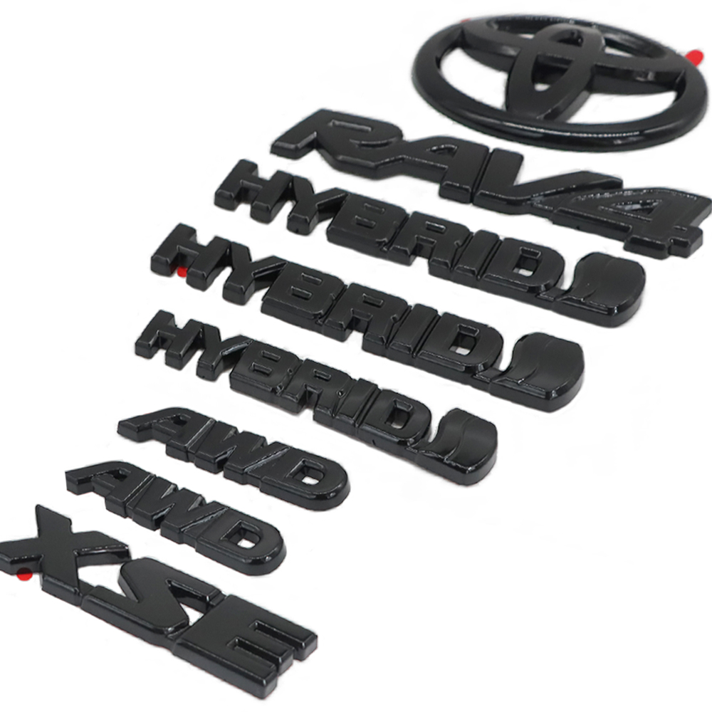 8pcs 2019-2024 Rav4 Hybrid XSE AWD Emblem Overlay Gloss Black Toyota