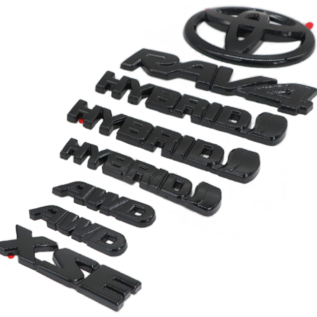 8pcs 2019-2024 Rav4 Hybrid XSE AWD Emblem Overlay Gloss Black Toyota