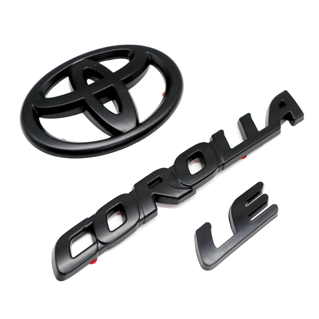 3PCS 2020-2025 Corolla Sedan LE ABS Plastic Overlay Rear Emblem Kit Matte Black Toyota PT948-02200-02