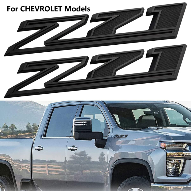 2Pcs 2019-2025 Silverado 1500 Z71 ABS Plastic Fender Side Badge Decal Gloss Black Chevrolet