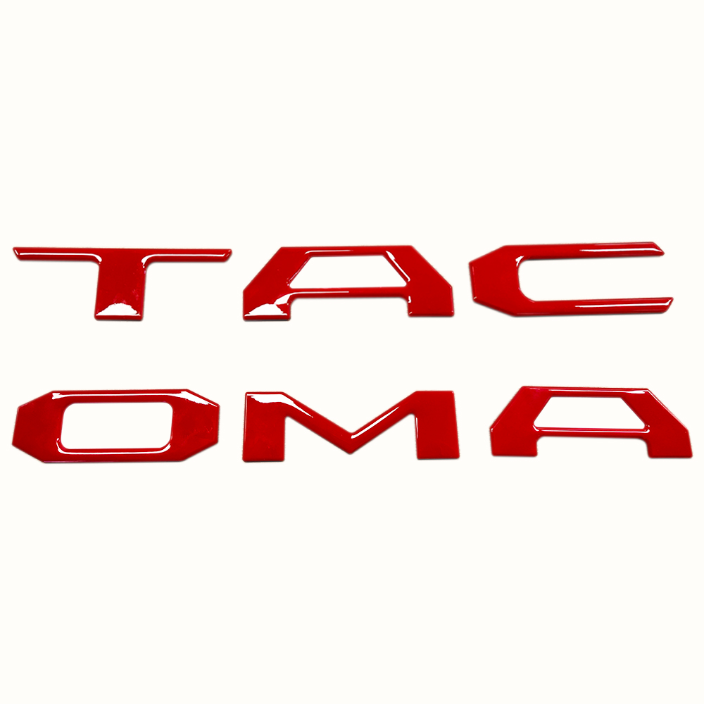 1 Set 2016-2023 Tacoma Abs Plastic Tailgate Insert Letters Gloss Red Toyota 