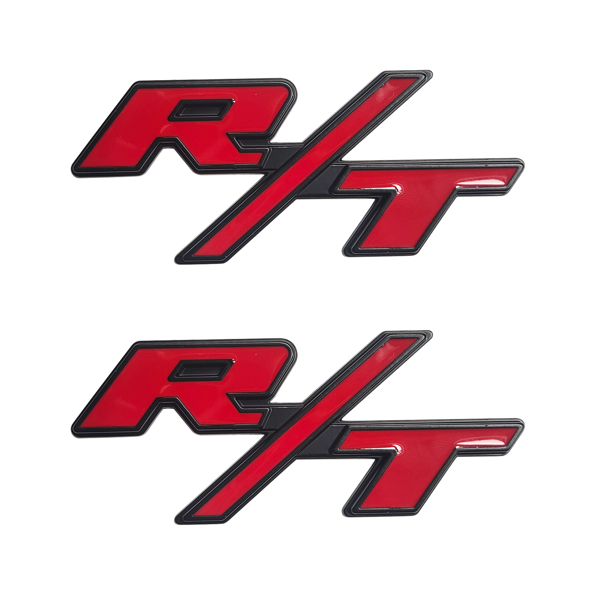 2X OEM For RT Emblems Side Fender R/T Black Red Nameplate Badge New Sticker