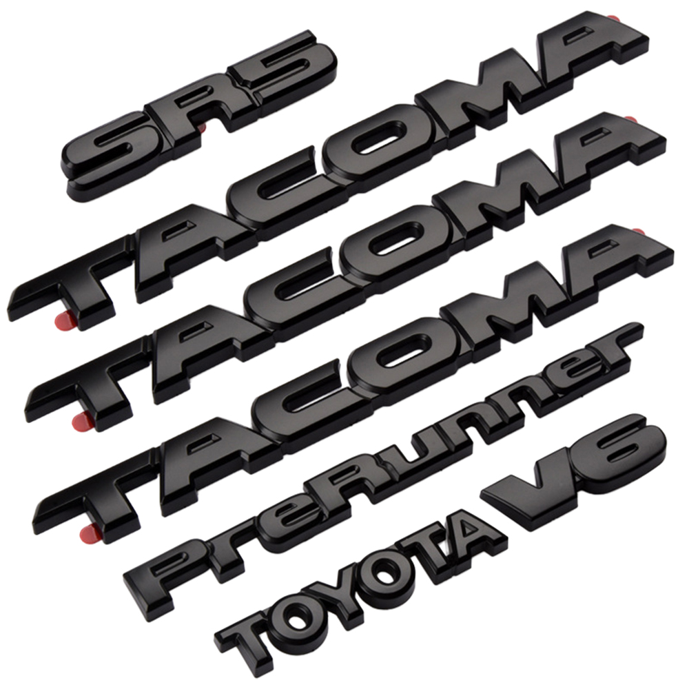 7pcs 2005-2015 Tacoma Tailgate V6 SR5 Emblem Overlay Kit Rear Trunk Badge Matte Black Toyota 