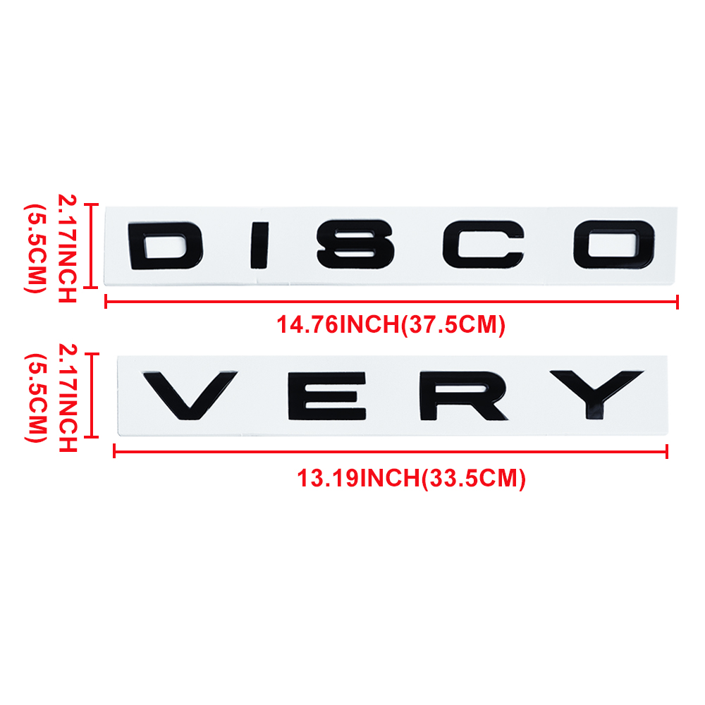1pc Discovery Plastic Front Hood / Rear Tailgate Letters Sticker Glossy Black Land Rover 