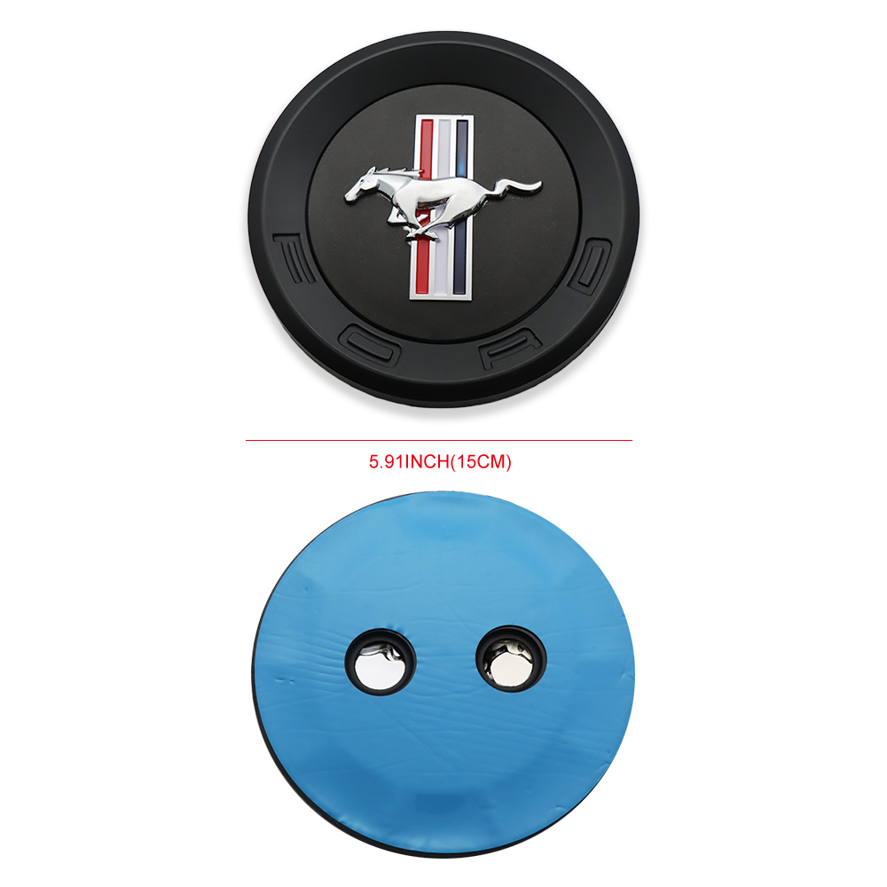 Universal Mustang Round Badge Black 5.9"/15cm Adhesive Badge Ford