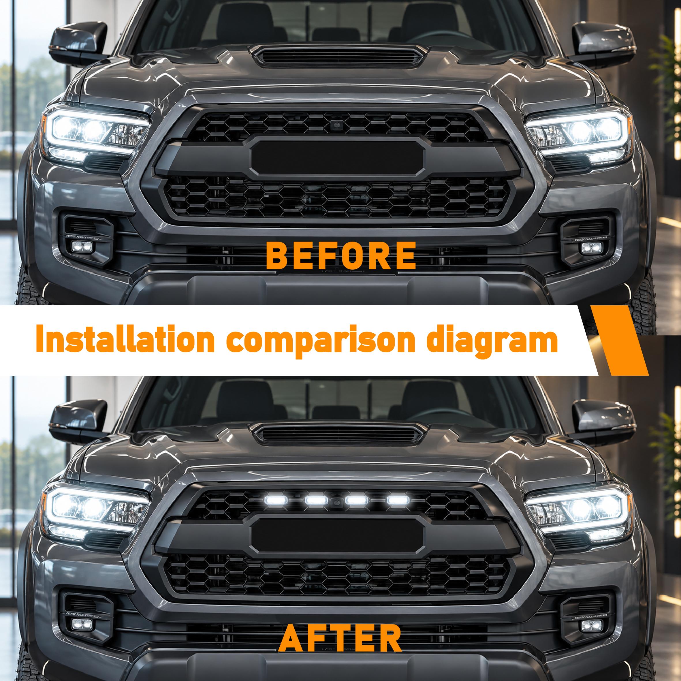 4Pcs Smoked Lens White LED Raptor Style Grille Running Lights For 2011-2026 Ram 1500 2500