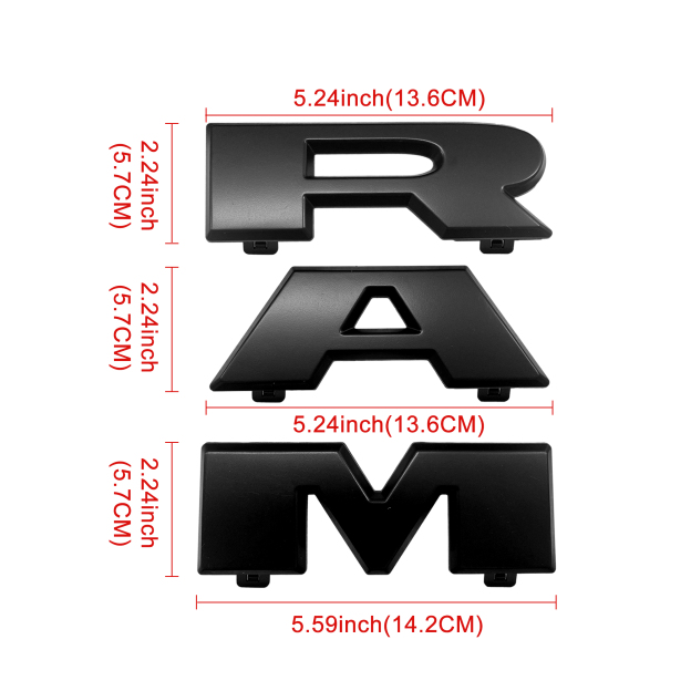 Front Grille Emblem Badge for RAM 1500 2019-2023/Matte Black