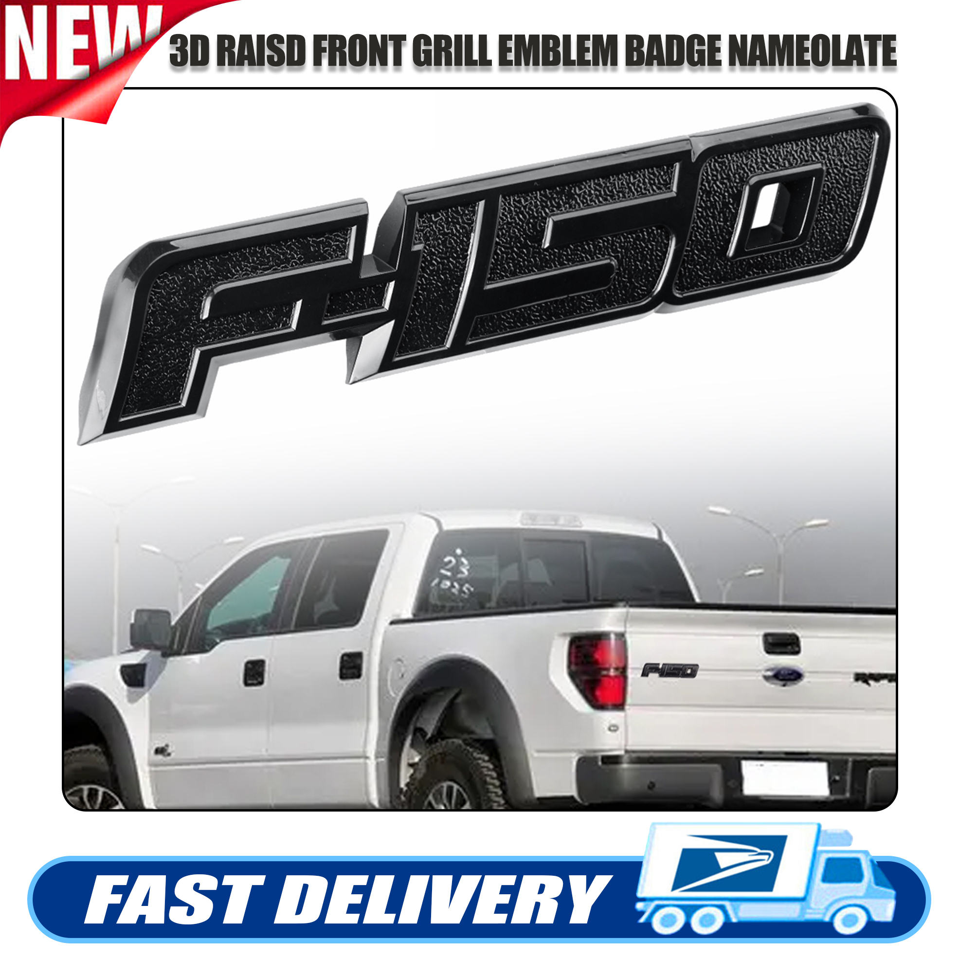 Tailgate Emblem Fit for F-150 2009-2022 Rear Trunk Badge Adhesive All Black Logo
