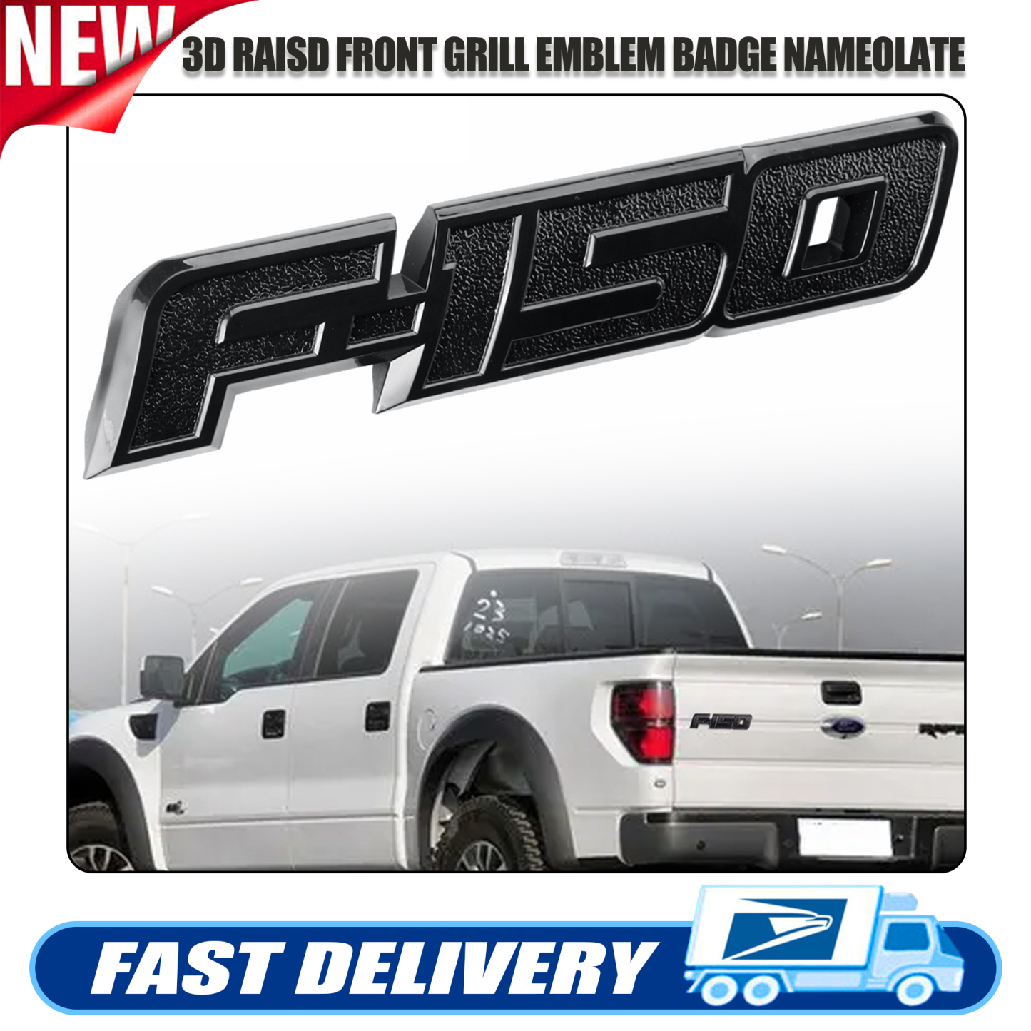 Tailgate Emblem Fit for F-150 2009-2022 Rear Trunk Badge Adhesive All Black Logo